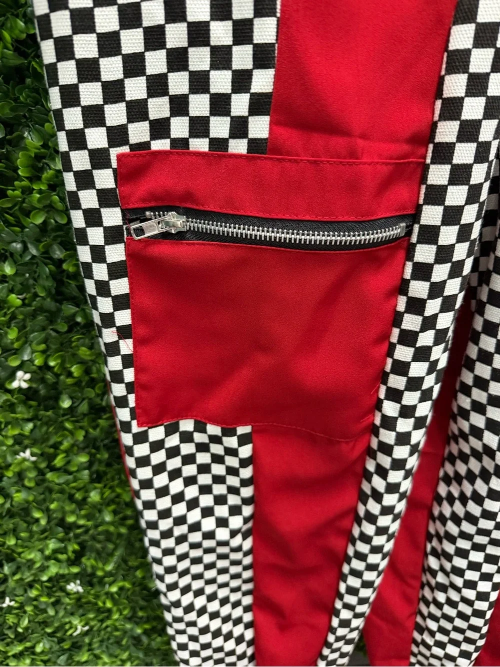 Red Checkerboard Racing Jumpsuit